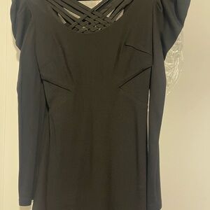 bebe Black Lattice Back Blouse